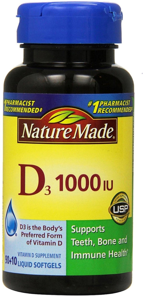 Nature Made Vitamin D3 Liquid Softgels 100 Ea (Pack of 6)