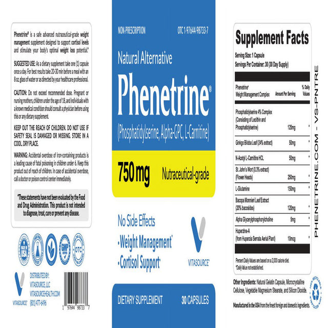 Phenetrine Diet Pills Extreme Strength Weight Loss 37.5 Alternative - Vitasource