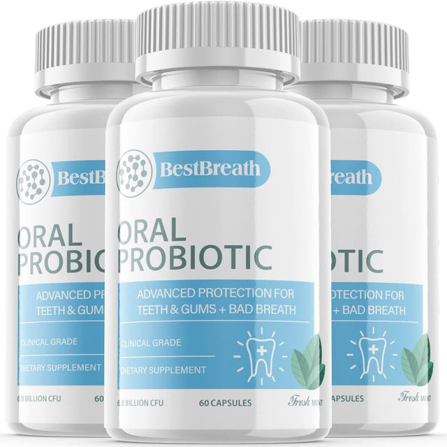 (3 Pack) Best Breath - Advanced Oral Probiotics Formula for Healthy Teeth and Gums, Fresh Breath, Ear, Nose, Throat, and Immune Health Supplement - 180 Capsules