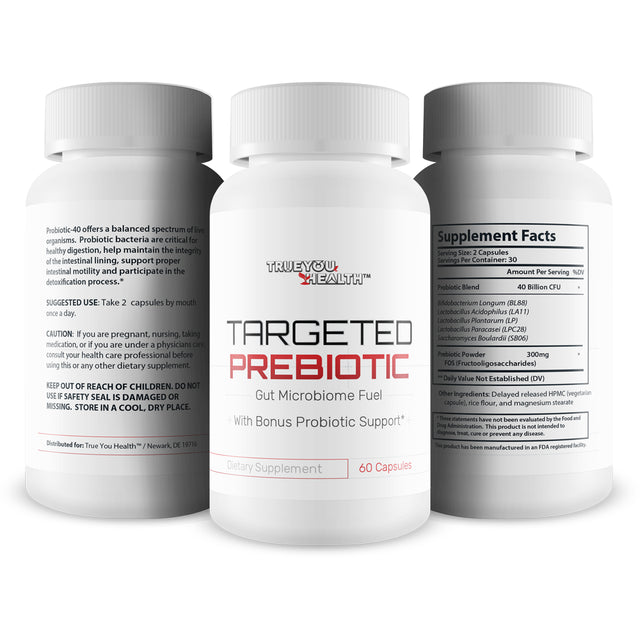 Targeted Prebiotic Gut Microbiome Fuel with Bonus Probiotic Support - Support Gut Health, Immune Balance, & Weight Management - 30 Servings