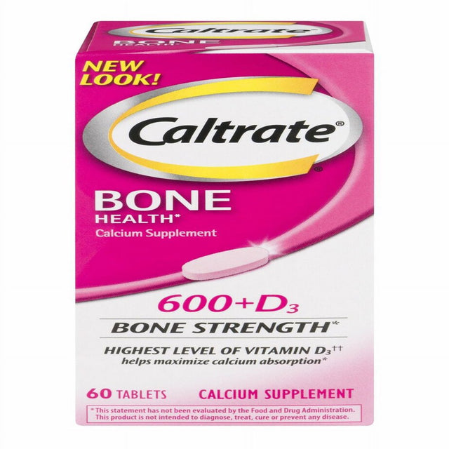 Caltrate 600 + D3 Calcium & Vitamin D3 Supplement, 60 Tablets Each