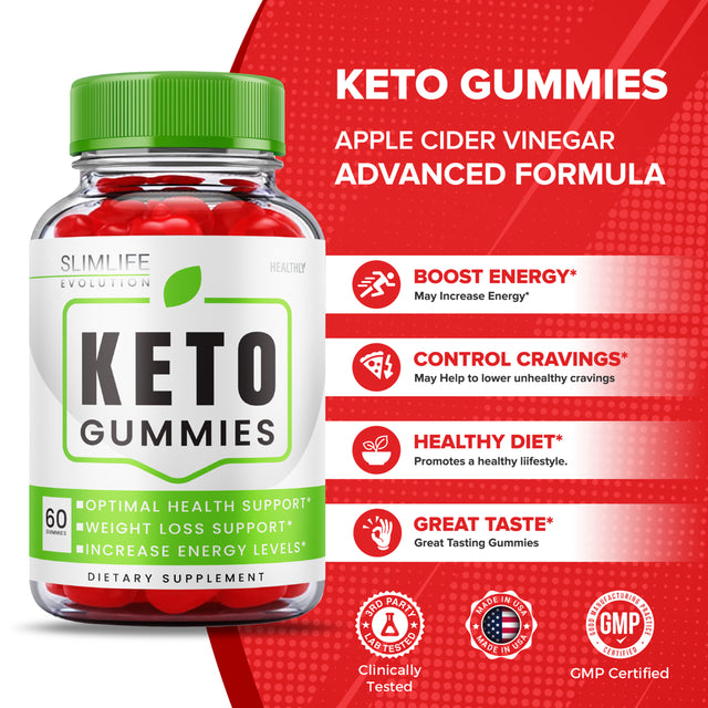 (3 Pack) Slimlife Evolution Keto ACV Gummies Weight Shark Loss Apple Cider Vinegar (180 Gummies)