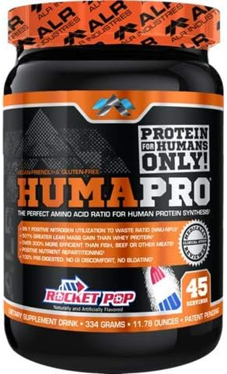 Humapro by ALR Industries Premium Protien Powder, Rocket Pop, 334 Grams, Protein Powder for 510% Greater Lean Mass - Delicious Fruit Flavored Supplement Drink Mix, Perfect Amino Acid Ratio, 30