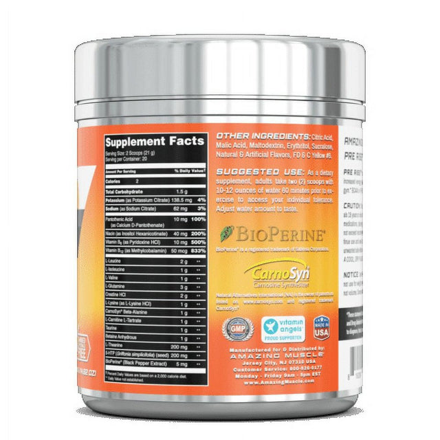 Amazing Muscle - Pre Rise - Advanced Pre-Workout Formula - 20 Serving (Orange)