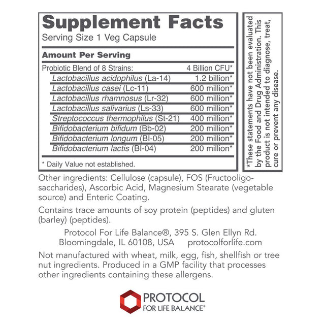 Protocol for Life Balance - Ortho Dophilus - Supports Healthy Immune System, Regular Bowel Movement, Weight Control, Fatigue, and Healthy Bacteria (Shelf Stable Probiotic) - 60 Veg Capsules