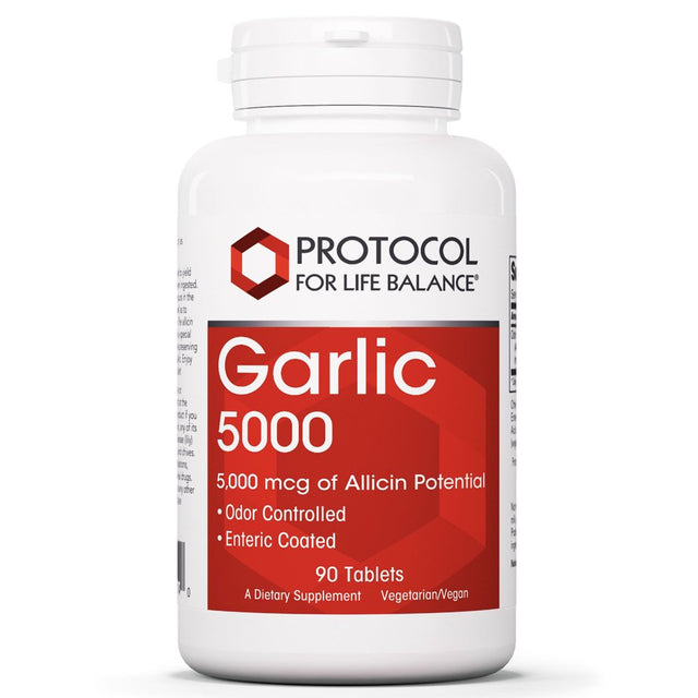 Protocol Garlic 5000 - 5,000 MCG Allicin - Enteric Coated - Odor Controlled - 90 Tabs