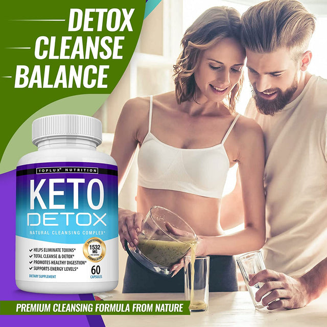 Toplux Keto Detox Pills Advanced Cleansing Extract – 1532 Mg Natural Acai Colon Cleanser Formula Using Ketosis & Ketogenic Diet, Flush Toxins & Excess Waste, for Men Women, 60 Capsules, Supplement