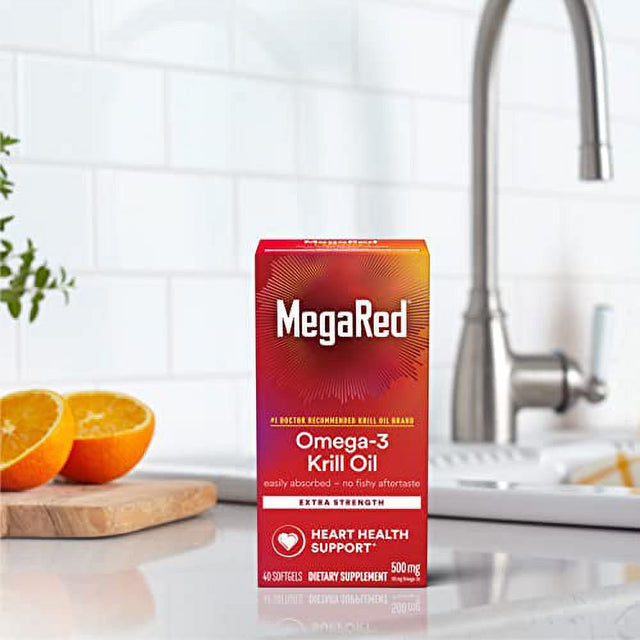 Megared Advanced 4 in 1 Omega-3 Fish Oil & Krill Oil Softgels, 500 Mg, 40 Ct, 2 Pack