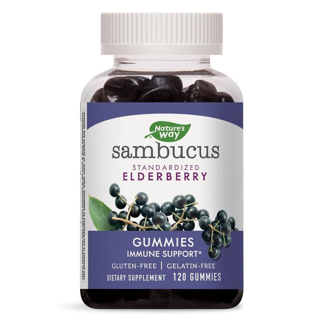 Nature'S Way Sambucus Elderberry Herbal Gummies, Gluten Free (120 Count)