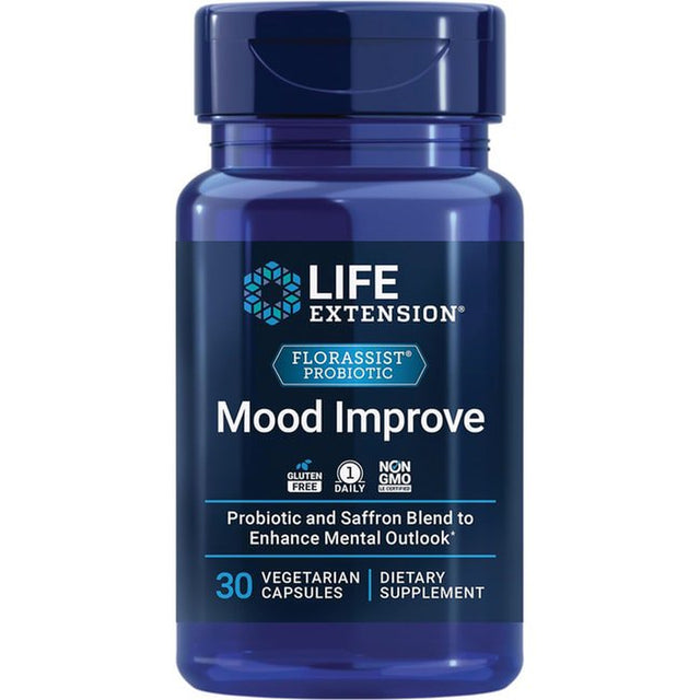 Life Extension FLORASSIST® Mood Improve - Probiotic & Saffron Blend Enhances Mood & Mental Outlook - Gluten-Free, Non-Gmo - 30 Vegetarian Capsules