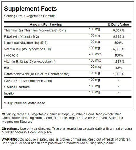 Solaray Vitamin B-Complex 100 100 Veg Caps