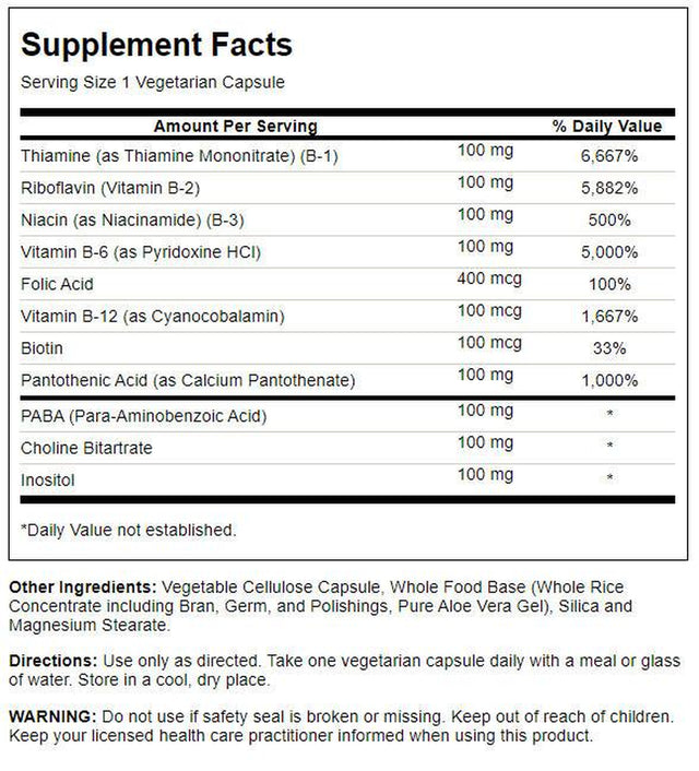 Solaray Vitamin B-Complex 100 100 Veg Caps