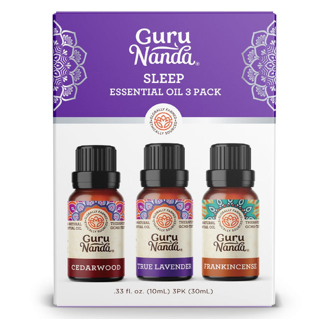 Gurunanda Sleep Essential Oils - Frankincense, Lavender, Cedarwood for Calm Aromatherapy & Diffuser