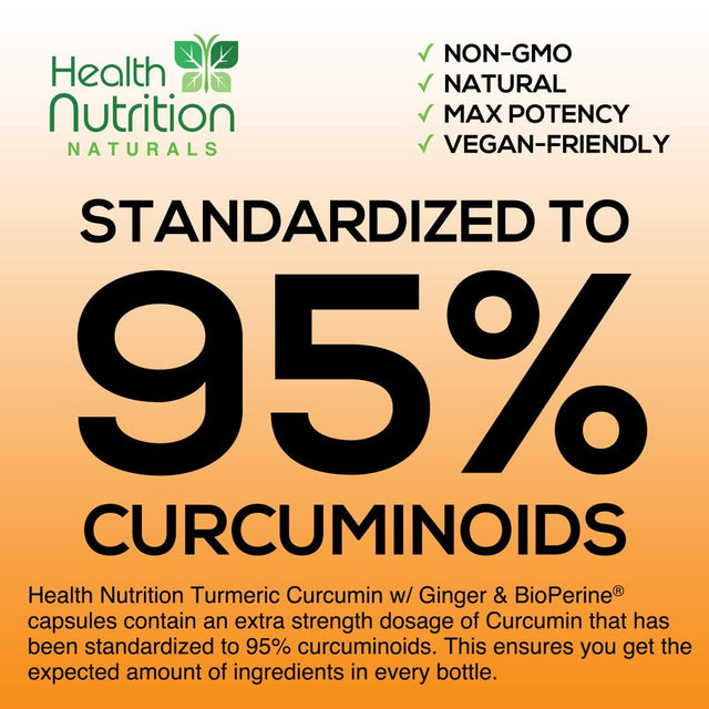 Turmeric Curcumin with Bioperine 95% Standardized Curcuminoids 2600Mg - Black Pepper for Max Absorption, Premium Joint Support, Nature'S Tumeric Extract, Herbal Supplement, Non-Gmo - 240 Capsules