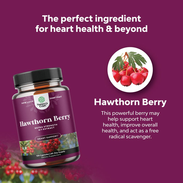 Extra Strength Hawthorn Berry Capsules - 1330Mg per Serving 4:1 Hawthorn Extract Digestion and Heart Health Supplement - Non-Gmo Hawthorn Berry Extract Plant Polyphenols Supplement for Men and Women