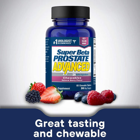 Super Beta Prostate Advanced Chewables - Delicious, Urologist Recommended Prostate Supplement for Men ? Reduce Bathroom Trips, Promote Sleep, Support Prostate Health (60 Chews, 1-Bottle)