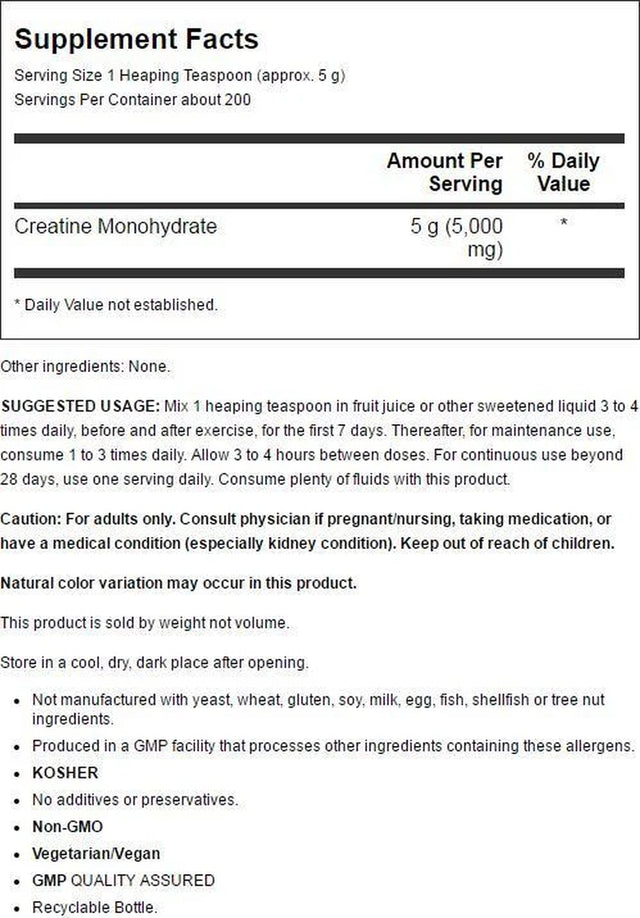 NOW Sports Nutrition, Creatine Monohydrate Powder, Mass Building*/Energy Production*, 2.2-Pound