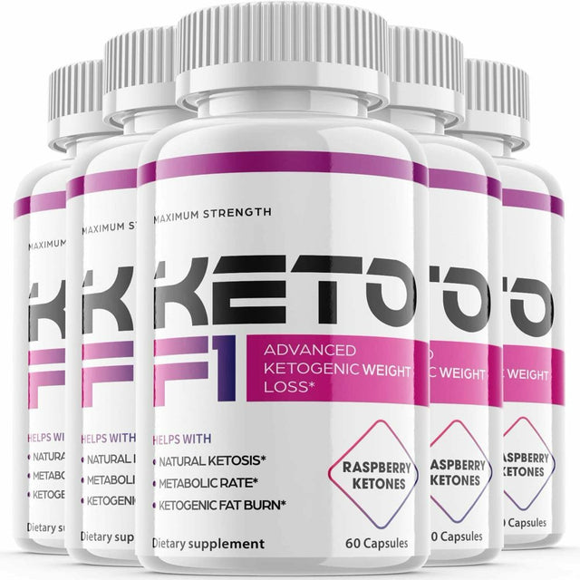 (5 Pack) Keto F1 - Supplement for Weight Loss - Energy & Focus Boosting Dietary Supplements for Weight Management & Metabolism - Advanced Fat Burn Raspberry Ketones Pills - 300 Capsules