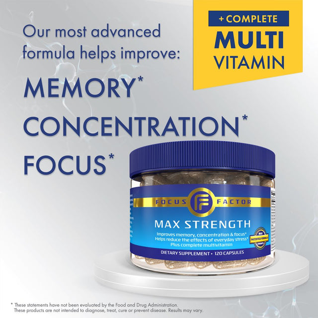 Focus Factor Max Strength - Brain Health Supplement + Multivitamin, Unisex 120Ct