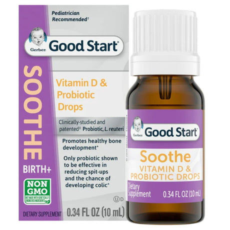 Gerber Good Start Soothe Baby Probiotic Drops with Vitamin D, 0.34 Fl Oz Bottle