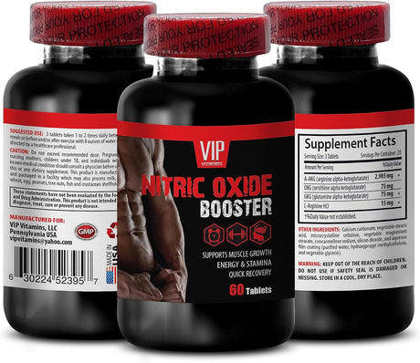 Muscle Pills - NITRIC OXIDE PRE WORKOUT 2400MG - Nitric Oxide Supplements for Men, Muscle Relaxer Pills for the Back Pain, Recovery Supplement Post Workout, Muscle Builder for Men 1 Bottle 60 Capsules