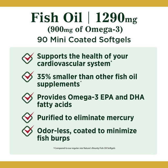 Nature'S Bounty Mini Fish Oil Odorless Softgels, 1290 Mg, 90 Ct