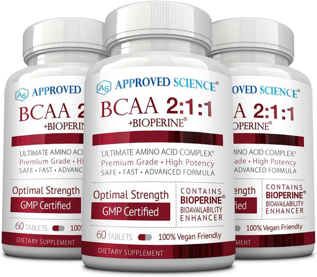 Approved Science BCAA Supplement - 180 Tablets - 2400Mg - Increase Performance and Enhance Muscle Development - L-Leucine, L-Isoleucine, L-Valine - Made in USA, Non-Gmo