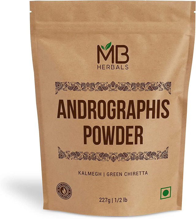 MB Herbals Andrographis Powder 8 Oz / 227G (0.5 Lb) Kalmegh Green Chiretta | 100% Pure Andrographis Paniculata Leaf Powder