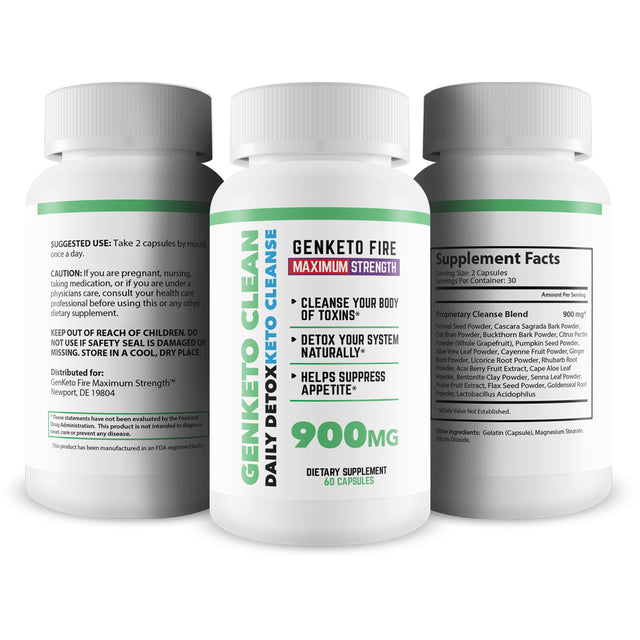 Genketo Clean - Weight Loss & Daily Detox Keto Cleanse - Help Cleanse Your Body of Toxins - Detox Your System Naturally - Helps Suppress Appetite - Gen Keto Fire Cleanse Genketo Pills - 30 Servings