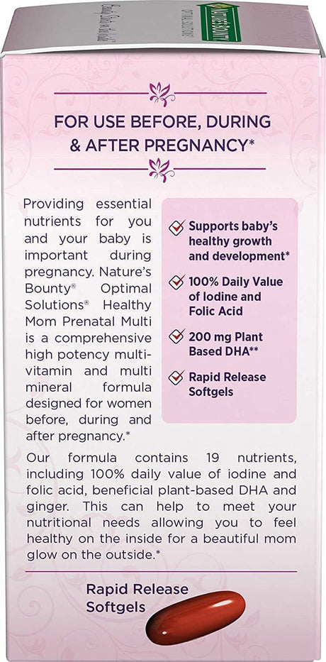 Nature'S Bounty Optimal Solutions Healthy Mom Prenatal Multivitamin Softgels - (Pack of 3)