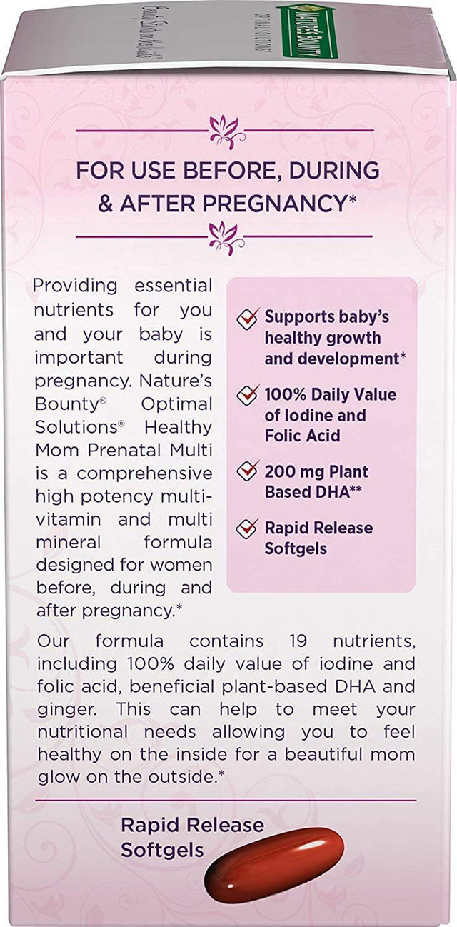 Nature'S Bounty Optimal Solutions Healthy Mom Prenatal Multivitamin Softgels - (Pack of 6)