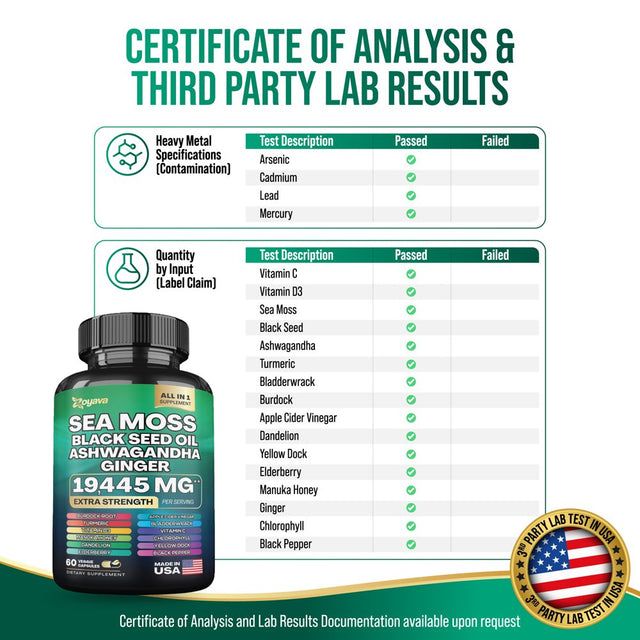 Zoyava Sea Moss Blend, 19,445 MG All-In-One Formula with over 15+ Super Ingredients, Extra Strength & High Potency