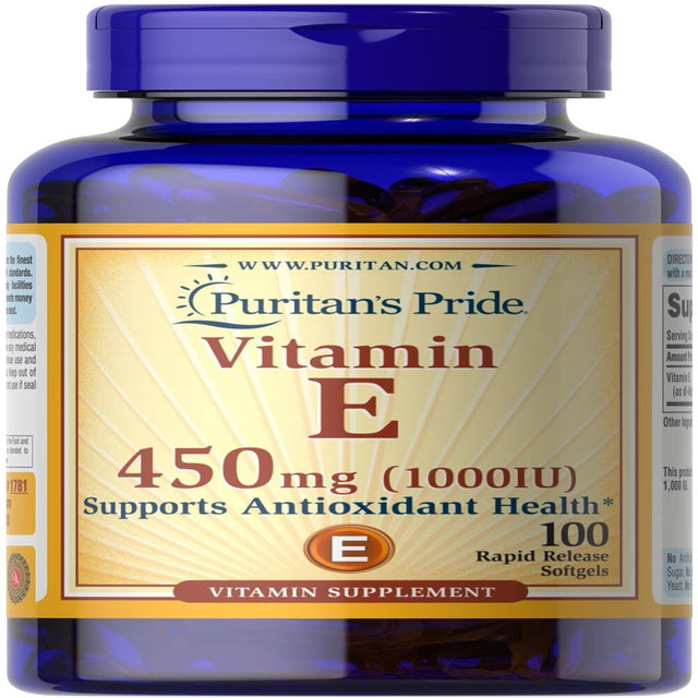 Puritan'S Pride Vitamin E 1000 IU Softgels, 100 Rapid Release Softgels