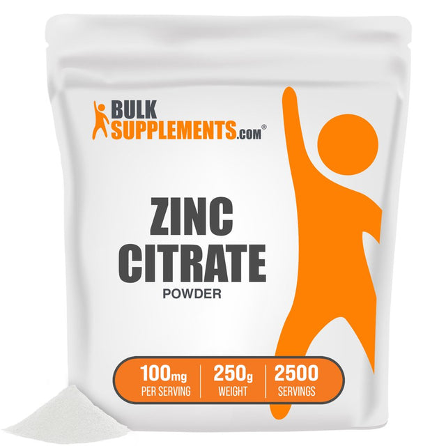 Bulksupplements.Com Zinc Citrate - Zinc Supplements - Pure Zinc - Elemental Zinc - Zinc Mineral Supplements (250 Grams - 8.8 Oz - 1666 Servings)