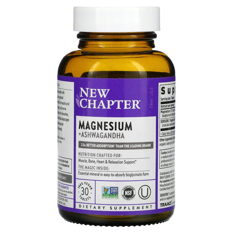 New Chapter, Magnesium + Ashwagandha, 30 Vegan Tablets