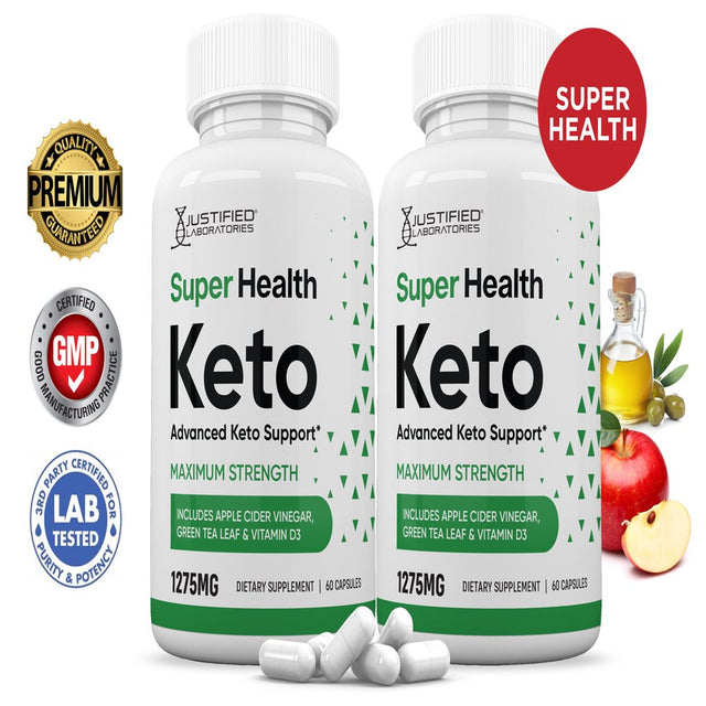 (2 Pack) Super Health Keto ACV Pills 1275Mg Alternative to Gummies Dietary Supplement 120 Capsules