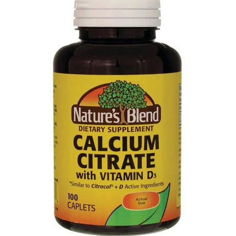 Nature'S Blend Calcium Citrate + Vitamin D3 Caplets, 630 Mg, 100 Ct