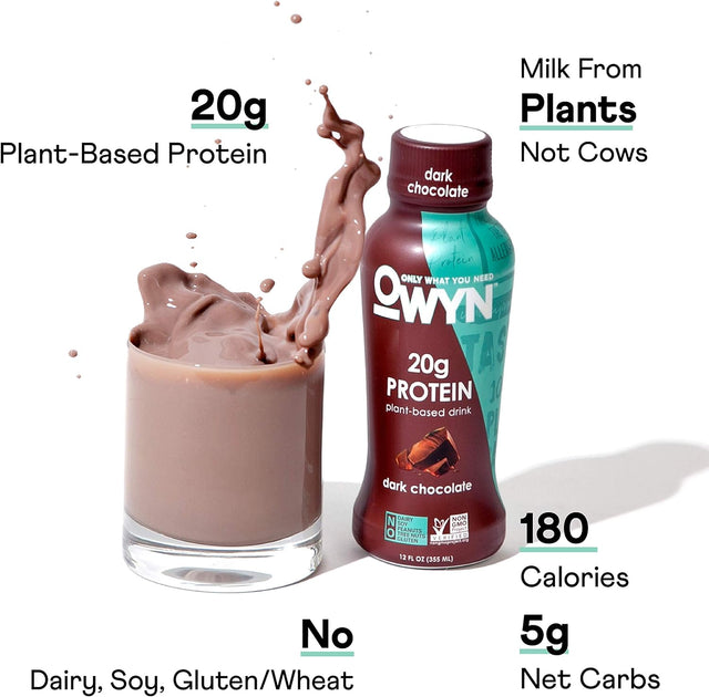 OWYN 100% Vegan Plant-Based Protein Shakes | Dark Chocolate, 12 Fl Oz (Pack of 4) | Dairy-Free, Gluten-Free, Soy-Free, Tree Nut-Free, Egg-Free, Allergy-Free, Vegetarian