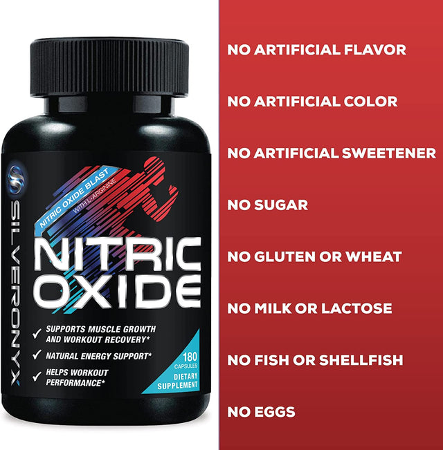 Extra Strength Nitric Oxide Supplement L Arginine 3X Strength - Citrulline Malate, AAKG, Beta Alanine - Premium Muscle Supporting Nitric Booster for Strength & Energy to Train Harder - 180 Capsules