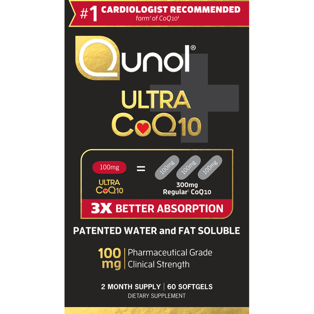 Qunol Ultra Coq10 Softgels, 100Mg, Heart Health, Coenzyme Q10 Dietary Supplement, 60 Count