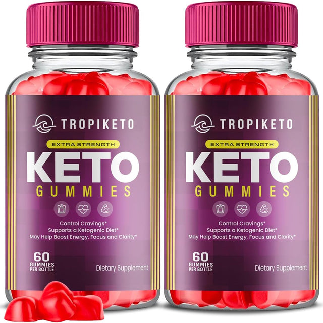 (2 Pack) Tropiketo Keto ACV Gummies - Apple Cider Vinegar Supplement for Weight Loss - Energy & Focus Boosting Dietary Supplements for Weight Management & Metabolism - Fat Burn - 120 Gummies