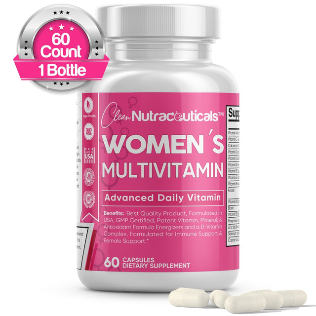 Clean Nutraceuticals Multivitamin for Women, Daily Vitamins, 60 Capsules, 1 Pack