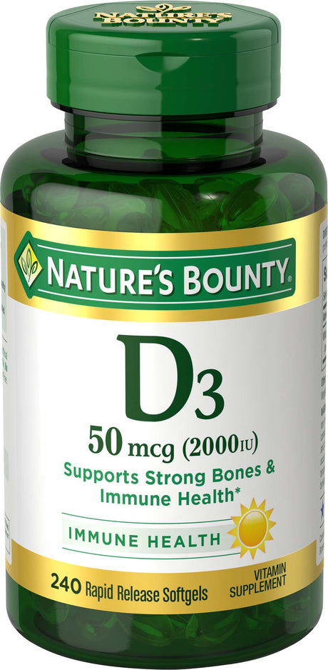 Nature'S Bounty Vitamin D3 Softgels, 50 Mcg, 2000 IU, 240 Ct