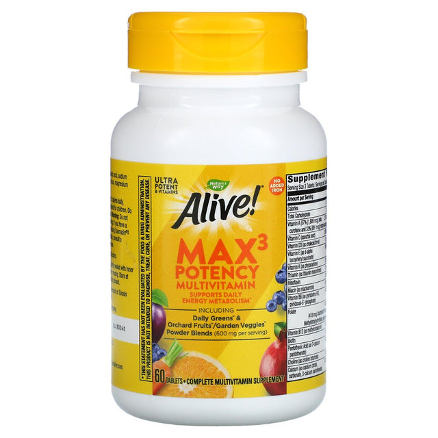 Nature'S Way Alive! Multivitamin, Max Potency No Iron Added, 60 Ct