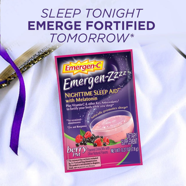 Emergen-Zzzz Nighttime Sleep Aid with Melatonin Powder, Berry Pm, 48 Ct