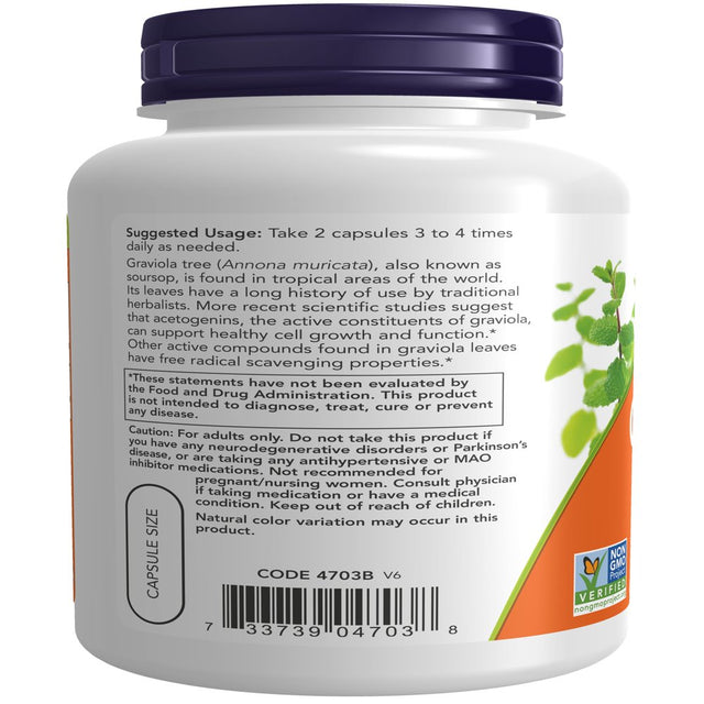 NOW Supplements, Graviola (Annona Muricata) 500 Mg, Healthy Cell Function*, 100 Veg Capsules