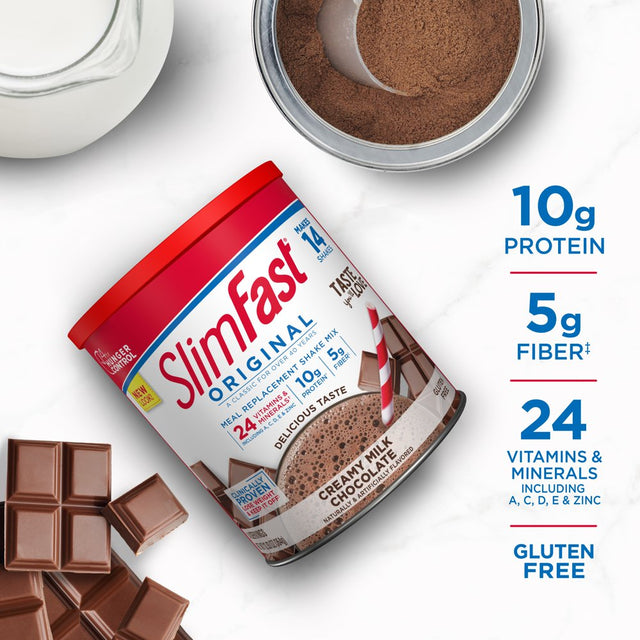 Slimfast Original Meal Replacement Shake Mix Powder, Creamy Milk Chocolate, 12.83Oz, 14 Servings