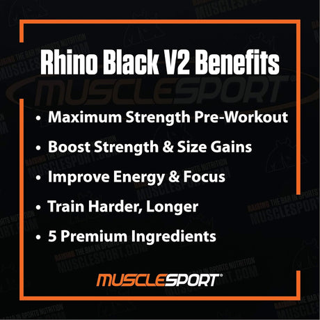 Rhino Black® Pre Workout V2 - Preworkout Powder Supplement for Men & Women - 460 Grams (Blue Demon, 20 Servings)