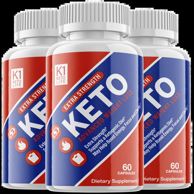 (3 Pack) K1 Keto Life - Supplement for Weight Loss - Energy & Focus Boosting Dietary Supplements for Weight Management & Metabolism - Advanced Fat Burn Raspberry Ketones Pills - 180 Capsules