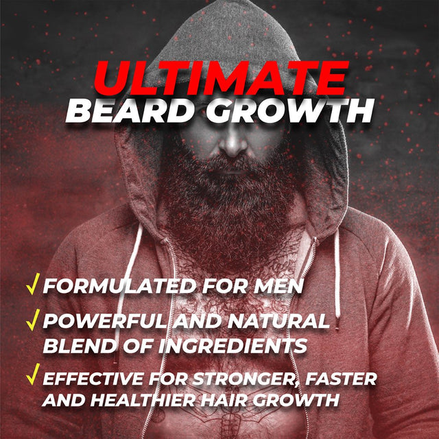 Mantfup Ultimate Beard Growth - Grow Facial Hair Stronger, Faster and Healthier, Vitamin A, Vitamin C, Vitamin E, D-Biotin, Zinc, 60Ct